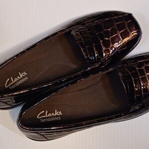 Clarks Brown Embossed Loafers